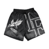 Black Mesh shorts with Dove design and LaFamilia Logo