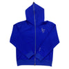 Royal Blue LaFamilia Zip up hoodie with rhinestone logo on right chest
