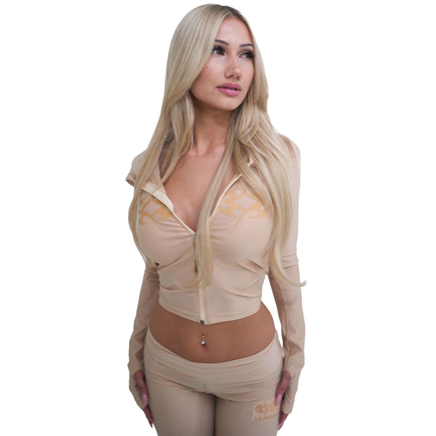 LAFAMILIA ICON Women Zip Up - Cream