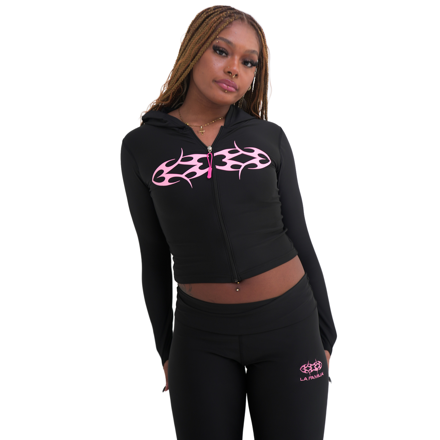 LAFAMILIA ICON Women Zip Up - Black