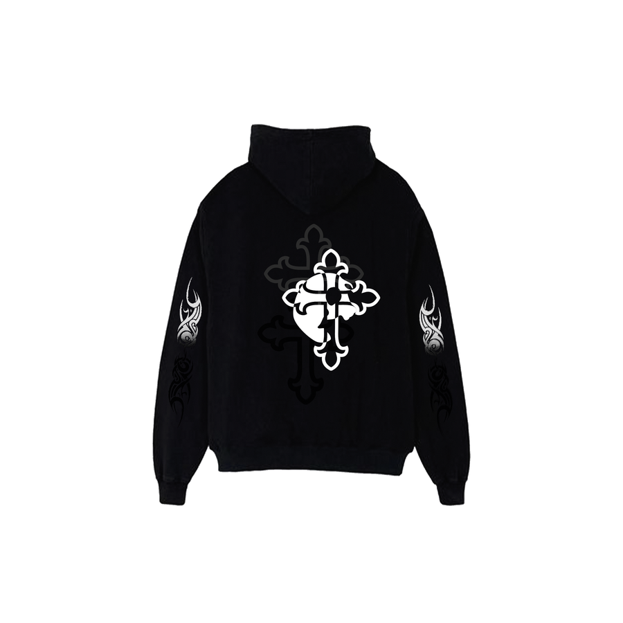 Triple Cross Rhinestone Sweatshirt - Black