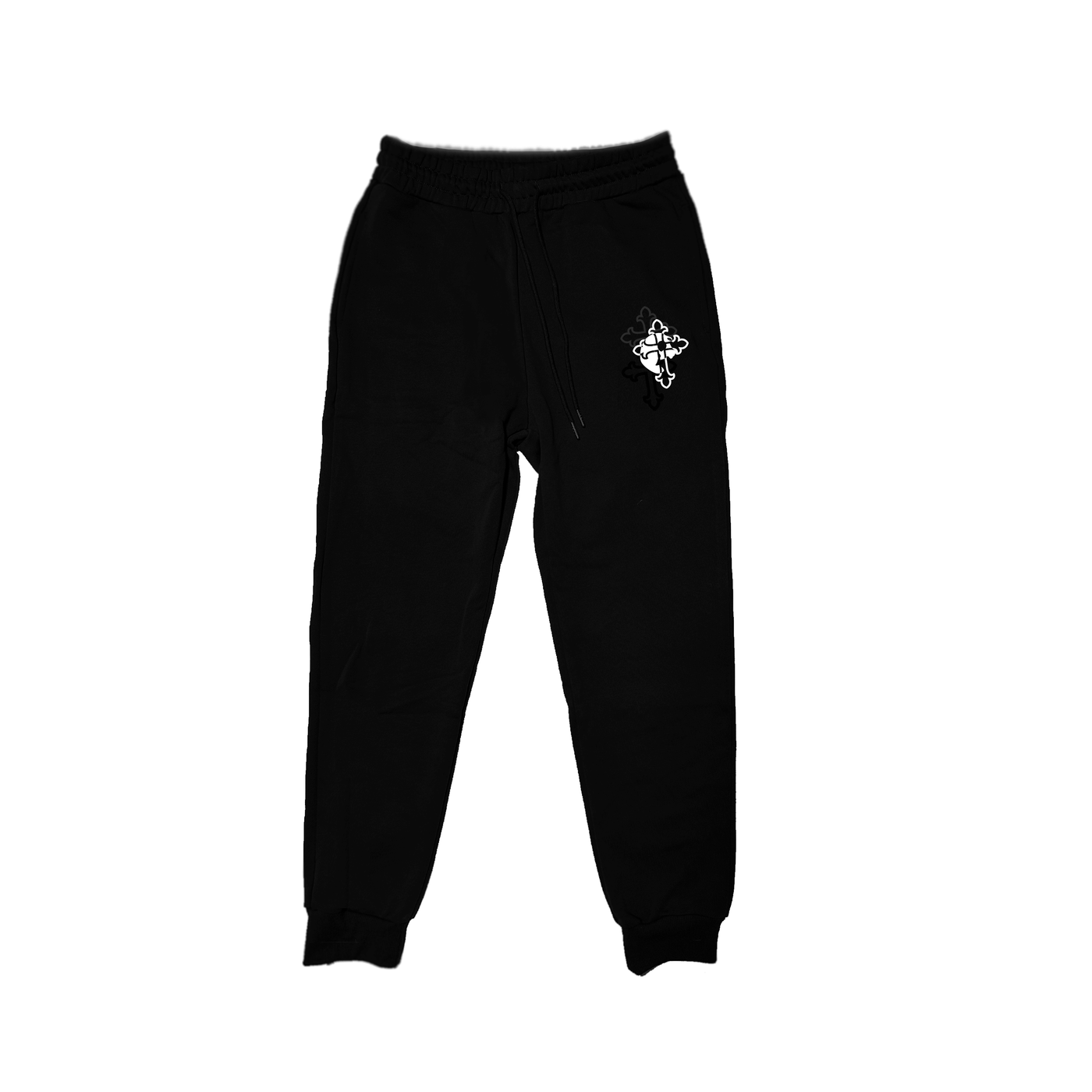 LF Triple Cross Rhinestone Sweatpants - Black