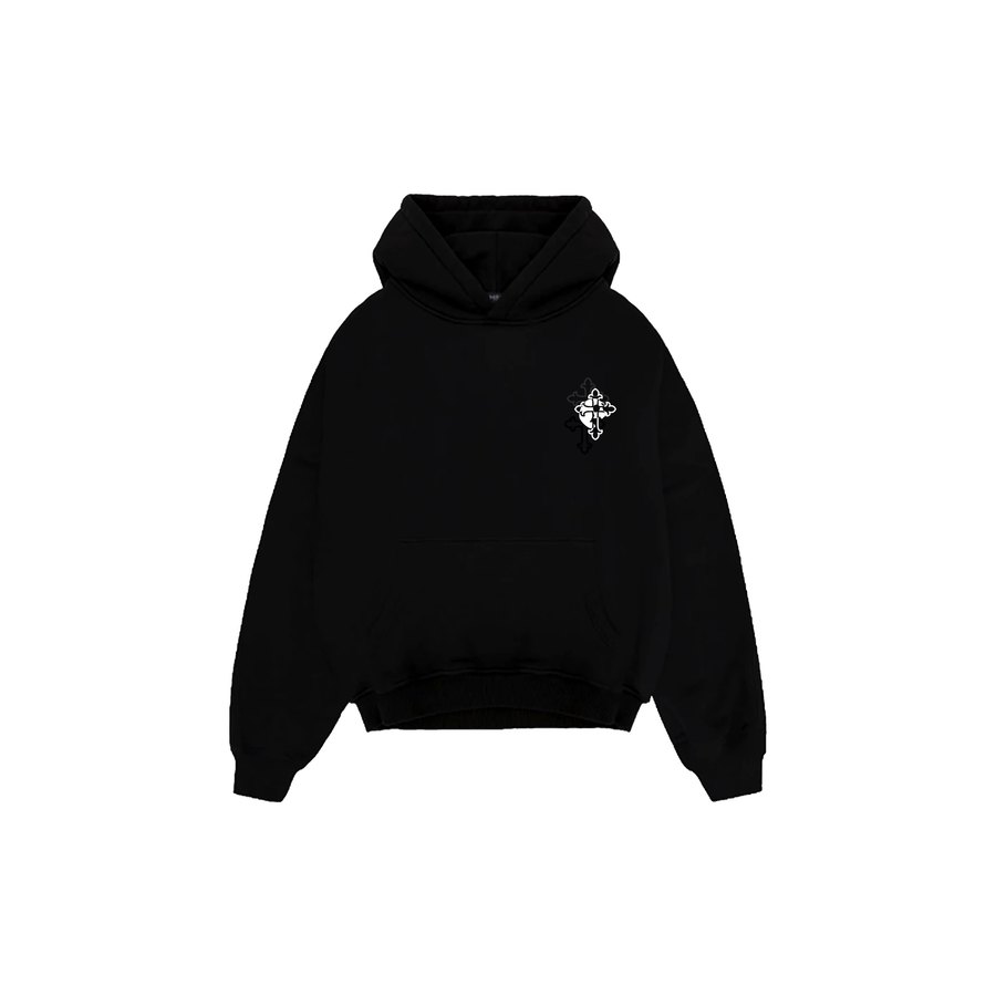 Triple Cross Rhinestone Sweatshirt - Black