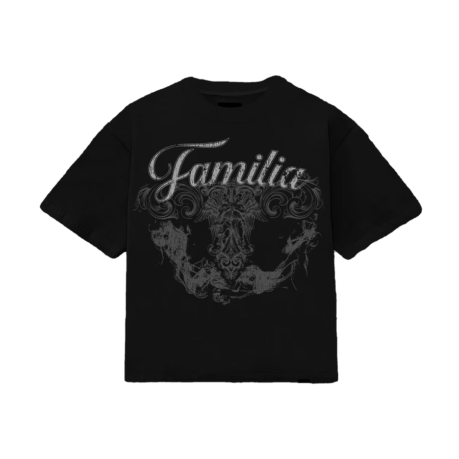 LAFAMILIA RHINESTONE GRAPHIC T-SHIRT - Black / Gray