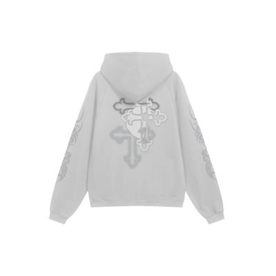 Triple Cross Rhinestone Sweatshirt - Gray