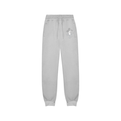 LF Triple Cross Rhinestone Sweatpants - Gray