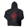 Black Hoodie with Red Cross and Skull Rhinestone design on back