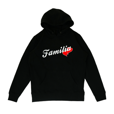 FAMILIA Ballpark font on front canvas embroider with Hearts