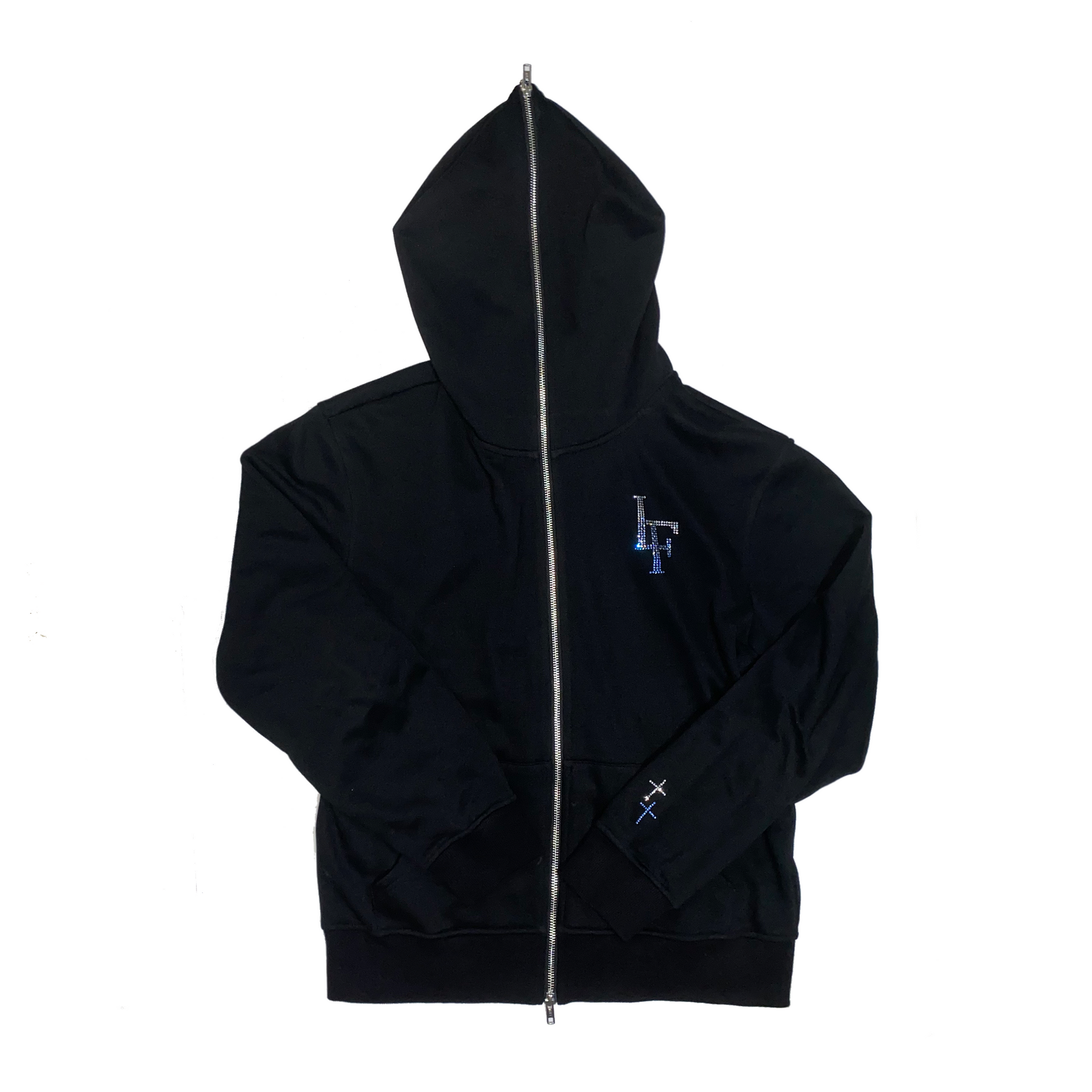 LF Rhinestone Zip-Up Hooded Sweatshirt - LaFamilia LF Rhinestone Zip-Up Hooded Sweatshirt - LaFamilia