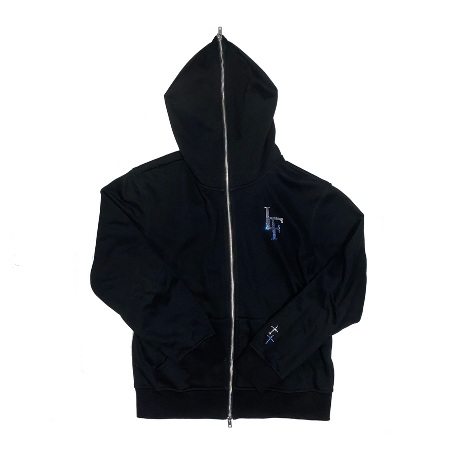 LF Rhinestone Zip-Up Hooded Sweatshirt